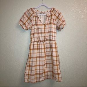 LOFT Plaid Neutral Boho Dress